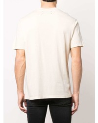 hellbeige bedrucktes T-Shirt mit einem Rundhalsausschnitt von Amiri