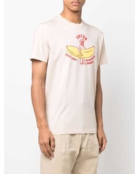 hellbeige bedrucktes T-Shirt mit einem Rundhalsausschnitt von DSQUARED2