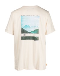 hellbeige bedrucktes T-Shirt mit einem Rundhalsausschnitt von Timberland