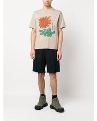 hellbeige bedrucktes T-Shirt mit einem Rundhalsausschnitt von Jacquemus