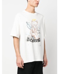 hellbeige bedrucktes T-Shirt mit einem Rundhalsausschnitt von DOMREBEL