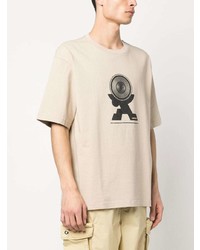 hellbeige bedrucktes T-Shirt mit einem Rundhalsausschnitt von Ambush