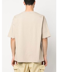 hellbeige bedrucktes T-Shirt mit einem Rundhalsausschnitt von Ambush