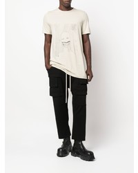 hellbeige bedrucktes T-Shirt mit einem Rundhalsausschnitt von Rick Owens DRKSHDW