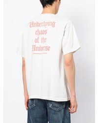 hellbeige bedrucktes T-Shirt mit einem Rundhalsausschnitt von SAINT MXXXXXX