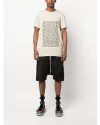 hellbeige bedrucktes T-Shirt mit einem Rundhalsausschnitt von Rick Owens DRKSHDW