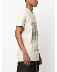 hellbeige bedrucktes T-Shirt mit einem Rundhalsausschnitt von Rick Owens DRKSHDW