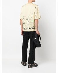 hellbeige bedrucktes T-Shirt mit einem Rundhalsausschnitt von Stone Island Shadow Project