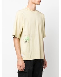 hellbeige bedrucktes T-Shirt mit einem Rundhalsausschnitt von Stone Island Shadow Project