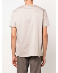 hellbeige bedrucktes T-Shirt mit einem Rundhalsausschnitt von Limitato