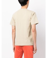 hellbeige bedrucktes T-Shirt mit einem Rundhalsausschnitt von A Bathing Ape