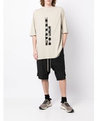 hellbeige bedrucktes T-Shirt mit einem Rundhalsausschnitt von Rick Owens DRKSHDW