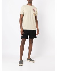 hellbeige bedrucktes T-Shirt mit einem Rundhalsausschnitt von OSKLEN