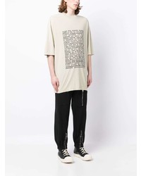 hellbeige bedrucktes T-Shirt mit einem Rundhalsausschnitt von Rick Owens DRKSHDW