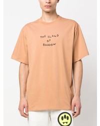 hellbeige bedrucktes T-Shirt mit einem Rundhalsausschnitt von BARROW