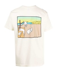 hellbeige bedrucktes T-Shirt mit einem Rundhalsausschnitt von RIPNDIP