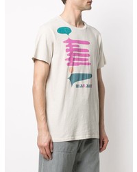 hellbeige bedrucktes T-Shirt mit einem Rundhalsausschnitt von Isabel Marant