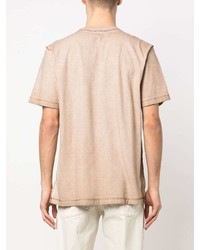 hellbeige bedrucktes T-Shirt mit einem Rundhalsausschnitt von Diesel