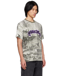 hellbeige bedrucktes T-Shirt mit einem Rundhalsausschnitt von Rassvet