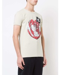 hellbeige bedrucktes T-Shirt mit einem Rundhalsausschnitt von Vivienne Westwood Anglomania