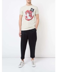 hellbeige bedrucktes T-Shirt mit einem Rundhalsausschnitt von Vivienne Westwood Anglomania