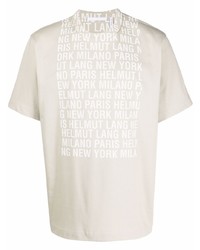 hellbeige bedrucktes T-Shirt mit einem Rundhalsausschnitt von Helmut Lang