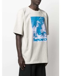 hellbeige bedrucktes T-Shirt mit einem Rundhalsausschnitt von Heron Preston