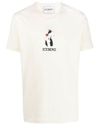 hellbeige bedrucktes T-Shirt mit einem Rundhalsausschnitt von Iceberg