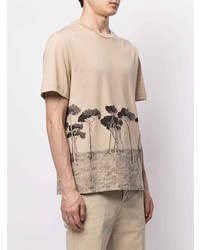 hellbeige bedrucktes T-Shirt mit einem Rundhalsausschnitt von Brioni