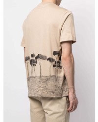 hellbeige bedrucktes T-Shirt mit einem Rundhalsausschnitt von Brioni