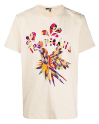 hellbeige bedrucktes T-Shirt mit einem Rundhalsausschnitt von Isabel Marant