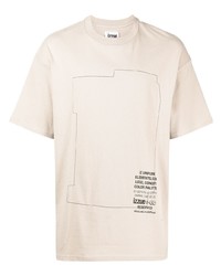 hellbeige bedrucktes T-Shirt mit einem Rundhalsausschnitt von Izzue