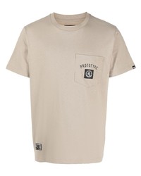 hellbeige bedrucktes T-Shirt mit einem Rundhalsausschnitt von Izzue