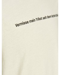 hellbeige bedrucktes T-Shirt mit einem Rundhalsausschnitt von Jack & Jones