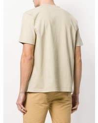 hellbeige bedrucktes T-Shirt mit einem Rundhalsausschnitt von Junya Watanabe MAN