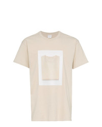 hellbeige bedrucktes T-Shirt mit einem Rundhalsausschnitt von Just A T-Shirt