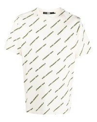 hellbeige bedrucktes T-Shirt mit einem Rundhalsausschnitt von Karl Lagerfeld