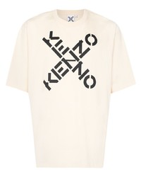 hellbeige bedrucktes T-Shirt mit einem Rundhalsausschnitt von Kenzo
