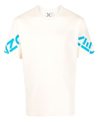 hellbeige bedrucktes T-Shirt mit einem Rundhalsausschnitt von Kenzo