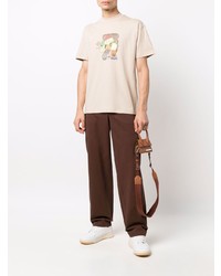 hellbeige bedrucktes T-Shirt mit einem Rundhalsausschnitt von Jacquemus