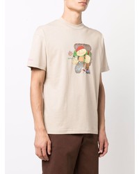 hellbeige bedrucktes T-Shirt mit einem Rundhalsausschnitt von Jacquemus