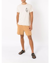 hellbeige bedrucktes T-Shirt mit einem Rundhalsausschnitt von OSKLEN