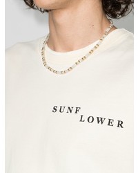 hellbeige bedrucktes T-Shirt mit einem Rundhalsausschnitt von Sunflower