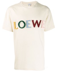hellbeige bedrucktes T-Shirt mit einem Rundhalsausschnitt von Loewe
