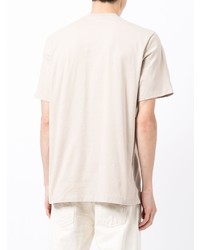 hellbeige bedrucktes T-Shirt mit einem Rundhalsausschnitt von MSGM