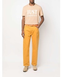 hellbeige bedrucktes T-Shirt mit einem Rundhalsausschnitt von Just Cavalli