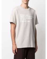 hellbeige bedrucktes T-Shirt mit einem Rundhalsausschnitt von Helmut Lang