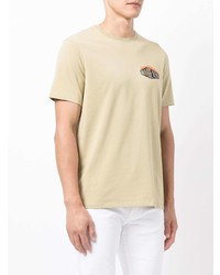 hellbeige bedrucktes T-Shirt mit einem Rundhalsausschnitt von Armani Exchange