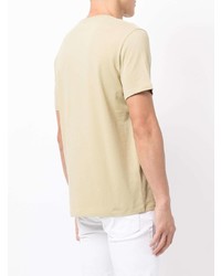 hellbeige bedrucktes T-Shirt mit einem Rundhalsausschnitt von Armani Exchange