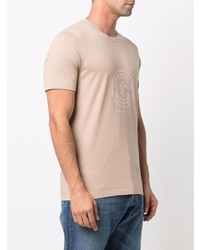 hellbeige bedrucktes T-Shirt mit einem Rundhalsausschnitt von Brunello Cucinelli
